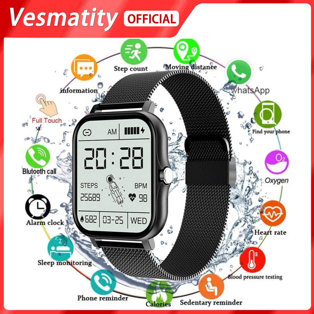 CT2 Smart Watch – Full Touch Fitness & Bluetooth Call