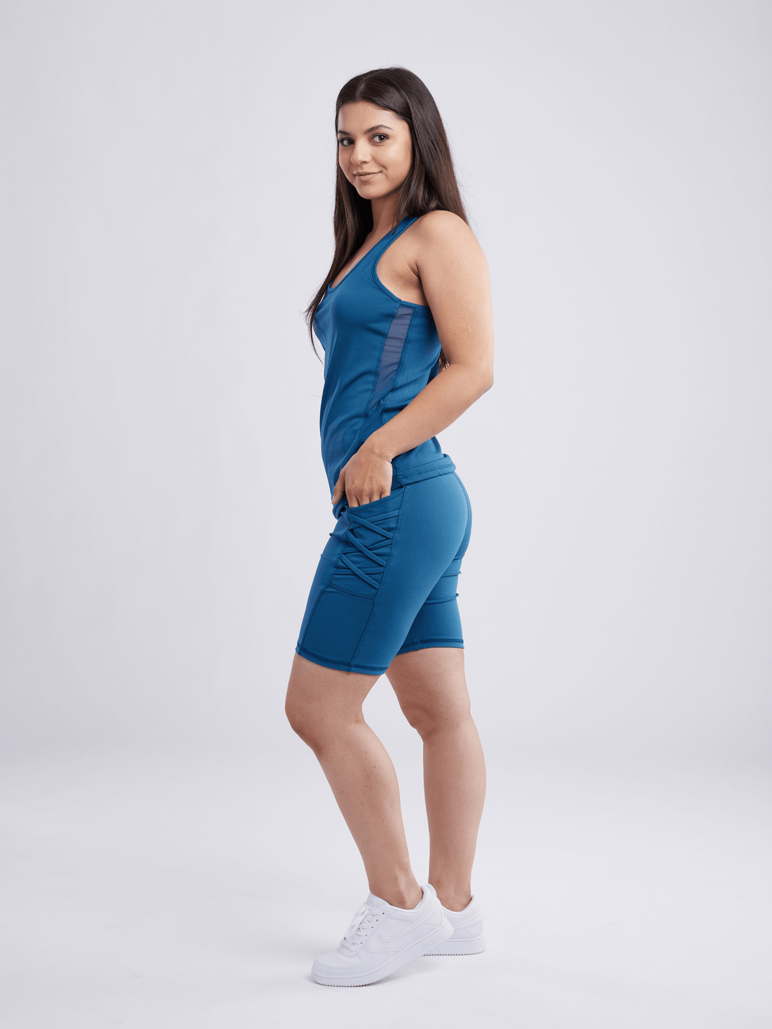 JupiterGear High-Waisted Workout Shorts with Pockets & Criss Cross Design