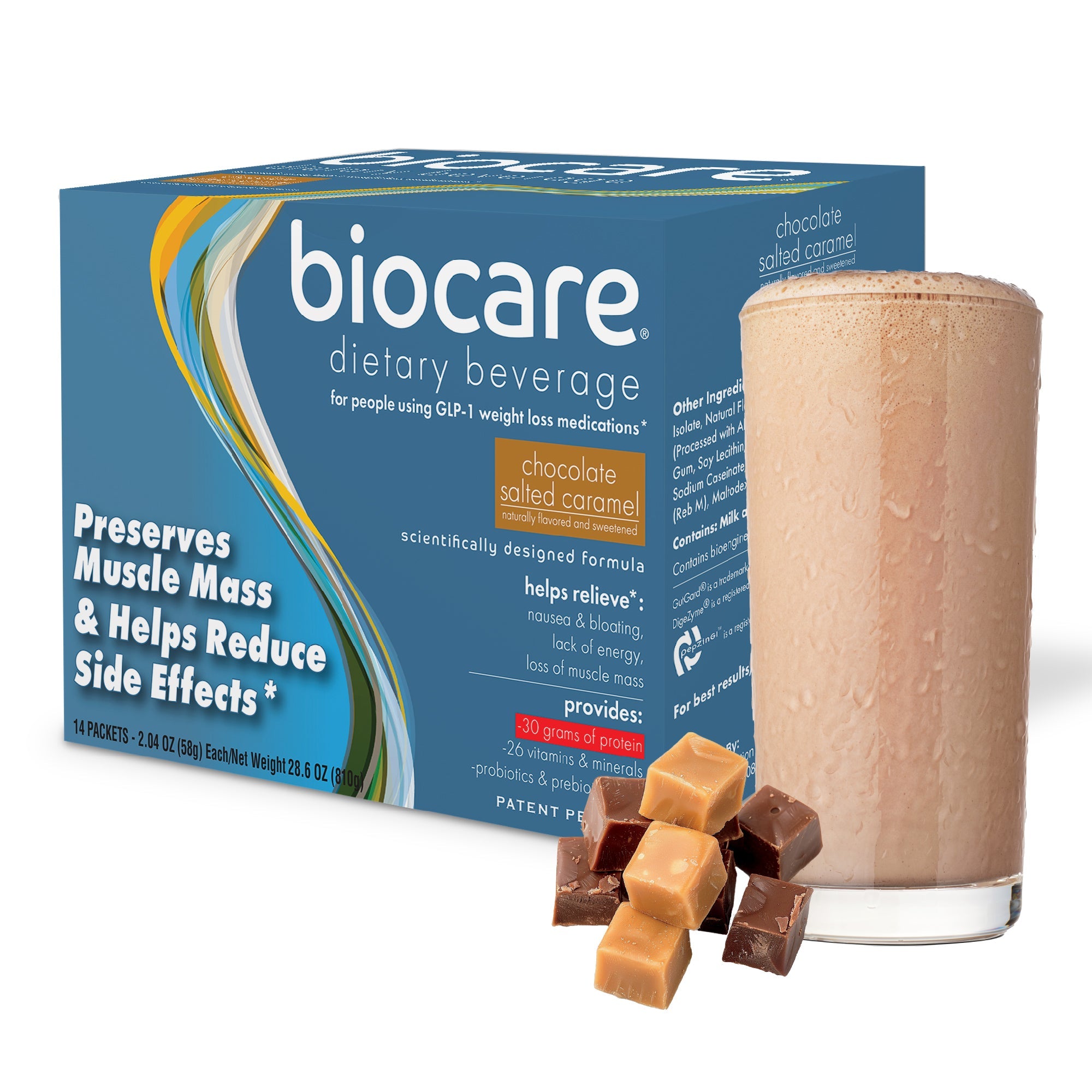 30G Protein Chocolate Salted Caramel Biocare Dietary Beverage (14 Servings)