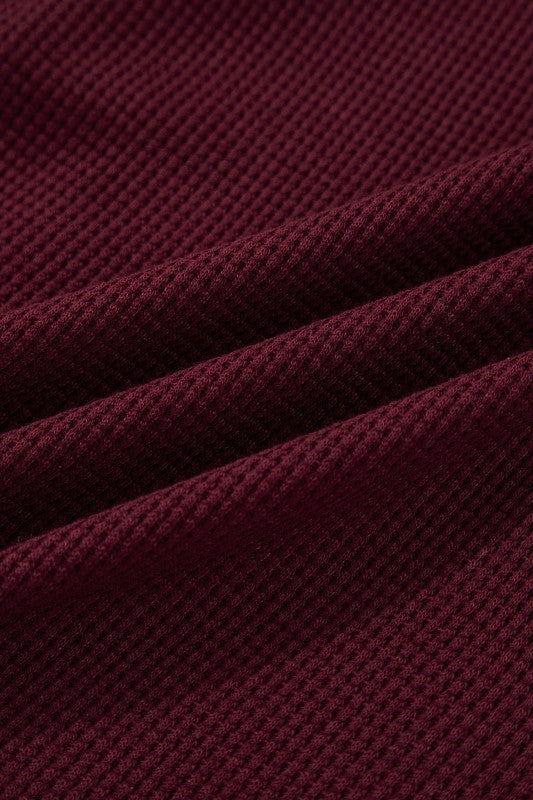 Waffle Zip Up Snap Button Hooded Jacket