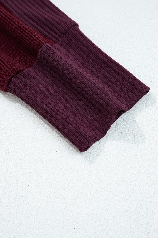 Waffle Zip Up Snap Button Hooded Jacket