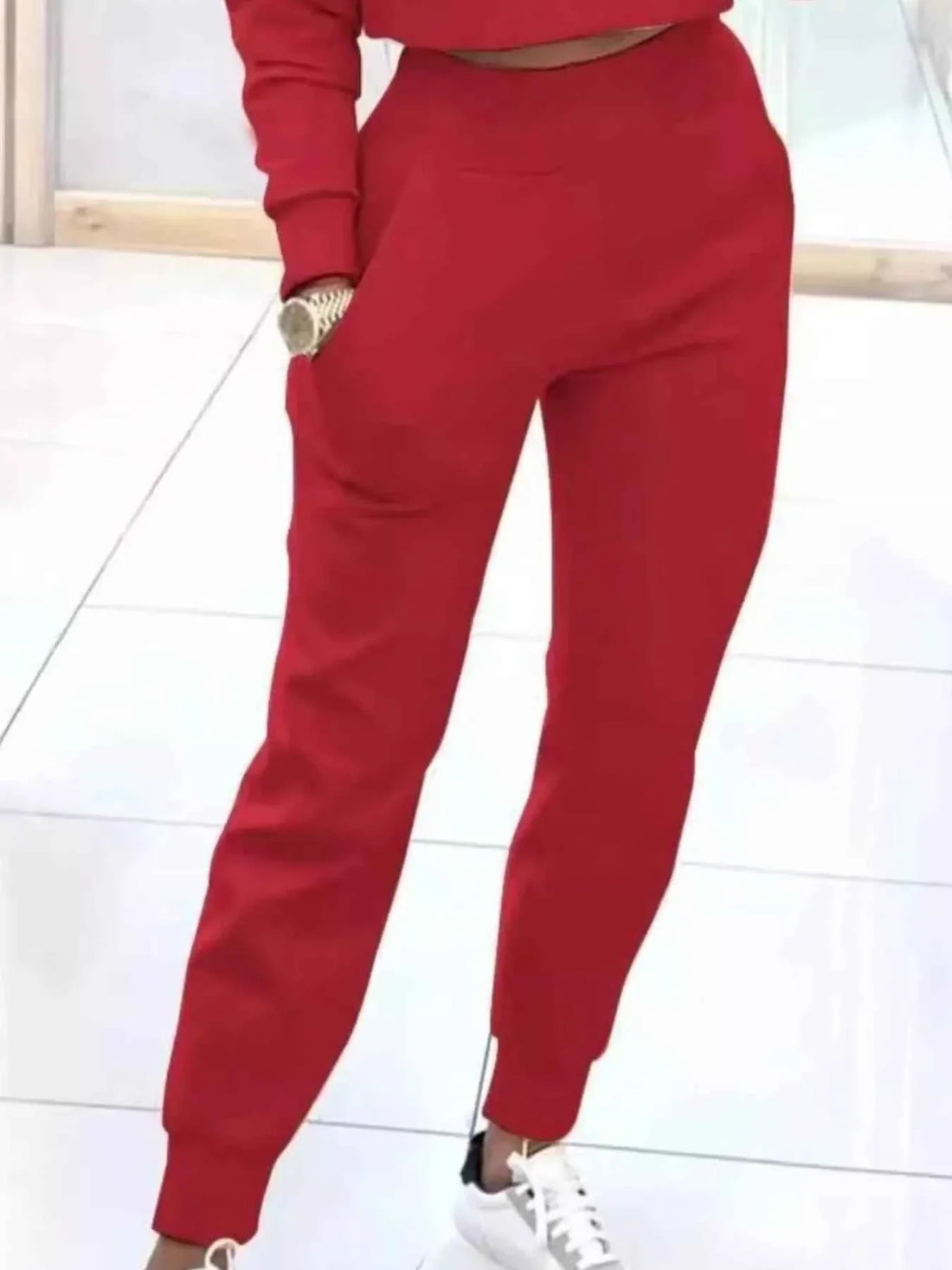 Casual Chic Cropped Sweatshirt and Jogger Set