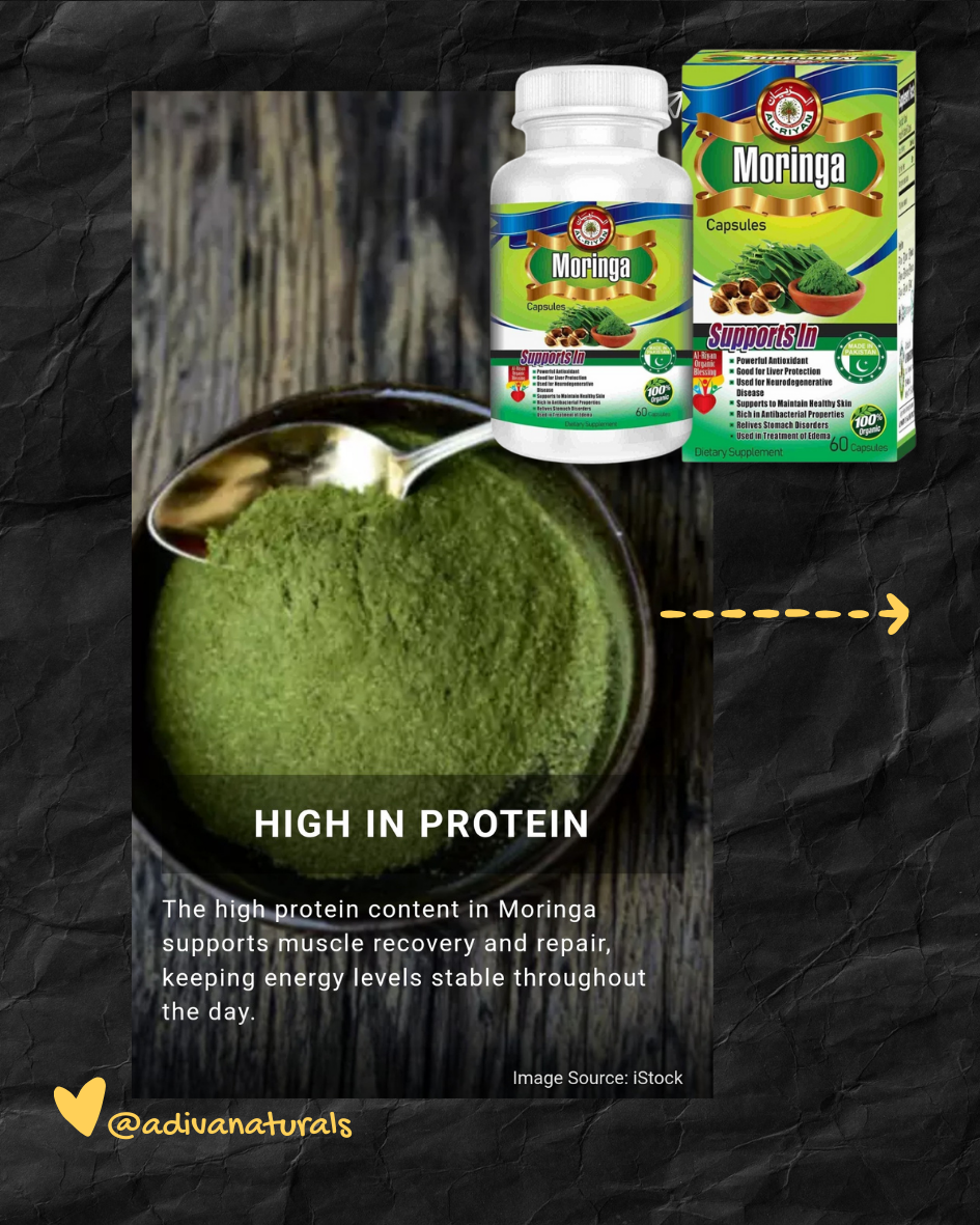 Moringa 60 Capsules [Plant-based protein and iron] Great for Vegans & Vegetarians