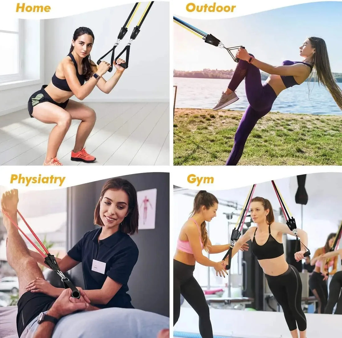 Wrapped Resistance Band & Rod Set – Strength Training Equipment