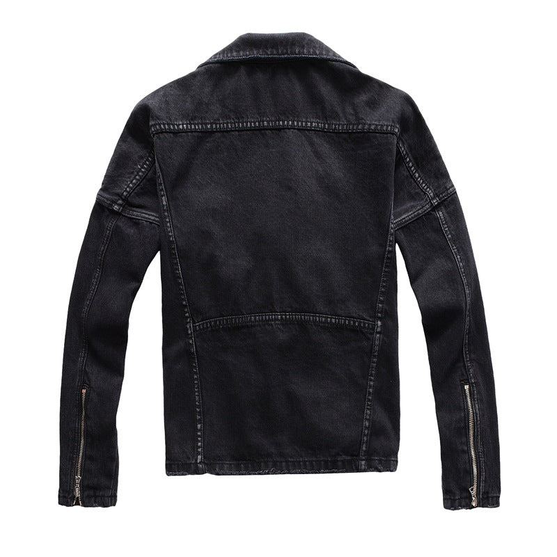 Black Denim Motorcycle Jacket | Edgy Outerwear