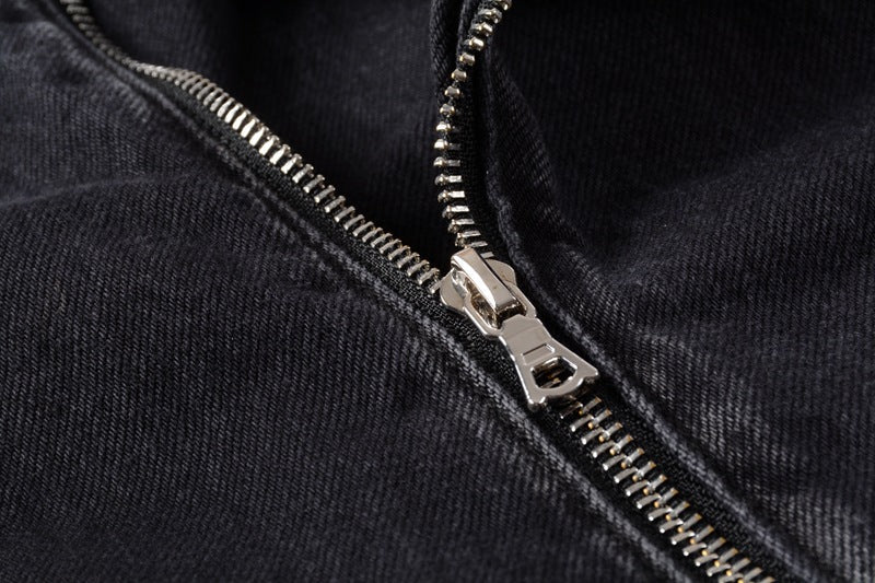 Black Denim Motorcycle Jacket | Edgy Outerwear