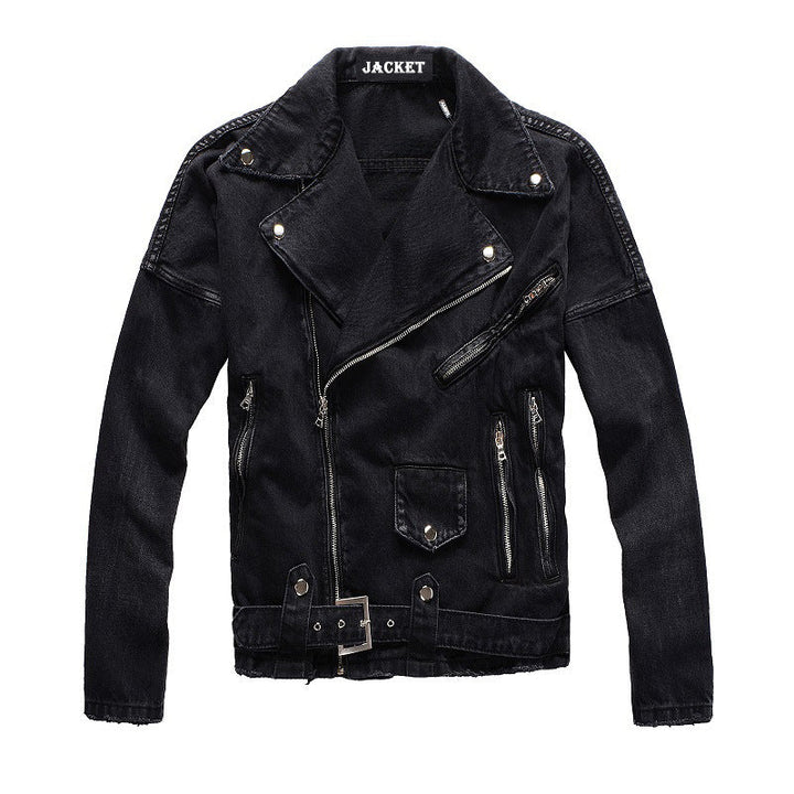 Black Denim Motorcycle Jacket | Edgy Outerwear