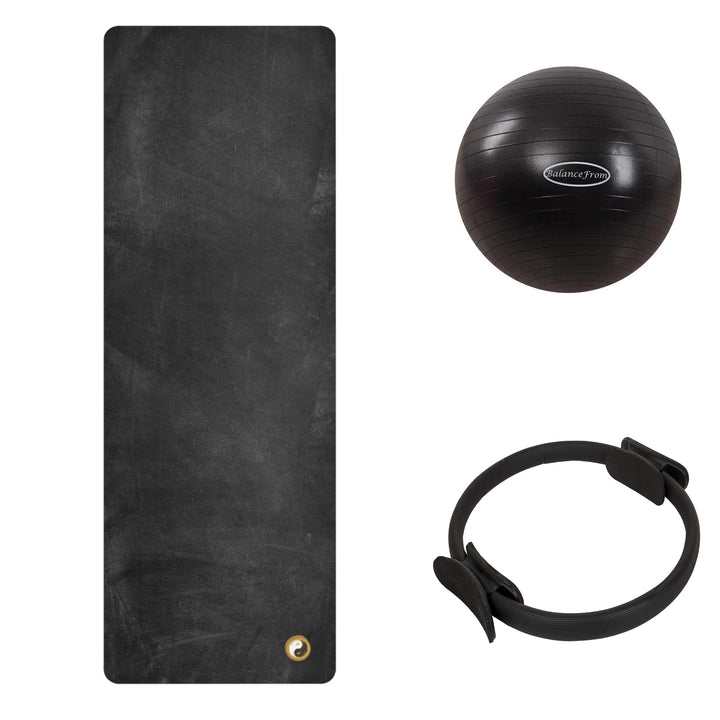 Studio Pilates Accessories Bundle -  PersonalHour Rubber Yoga Mat + Pilates Ring + Pilates Ball
