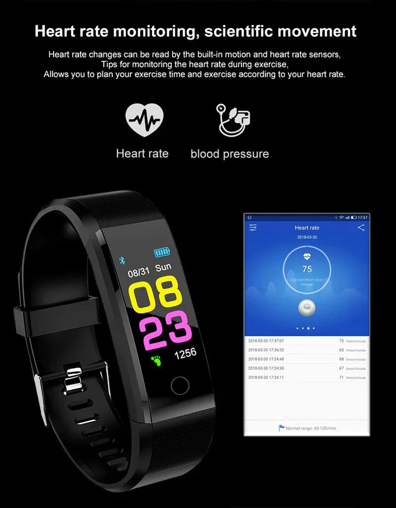 IP67 Waterproof Fitness Tracker – Smart Watch with Heart Rate & Multi-Sport