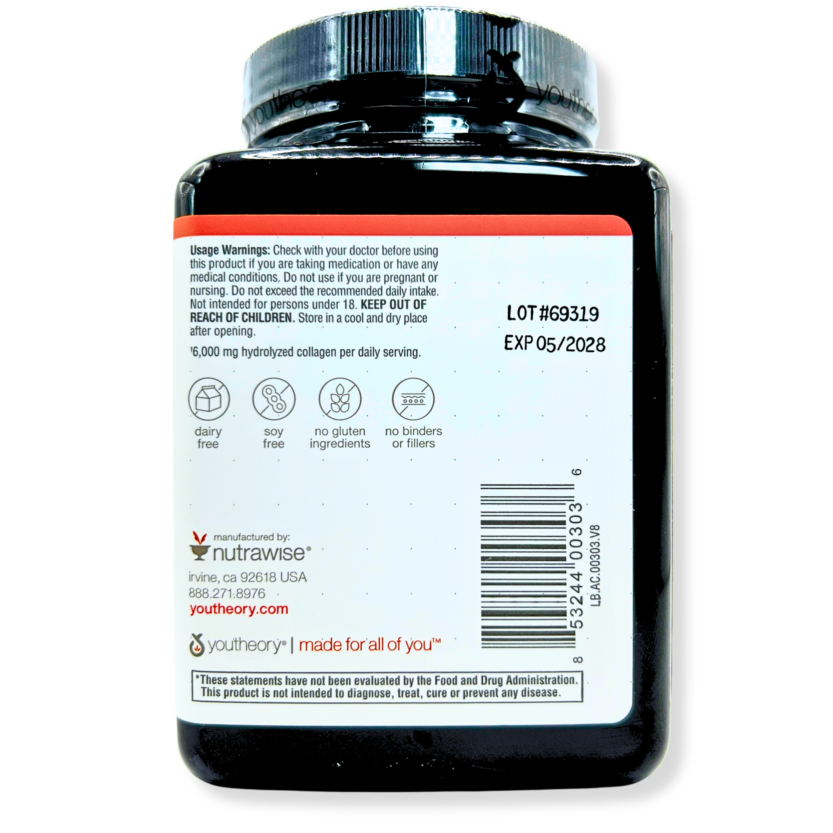 Youtheory Collagen 6000mg – Hair, Skin & Nail Support