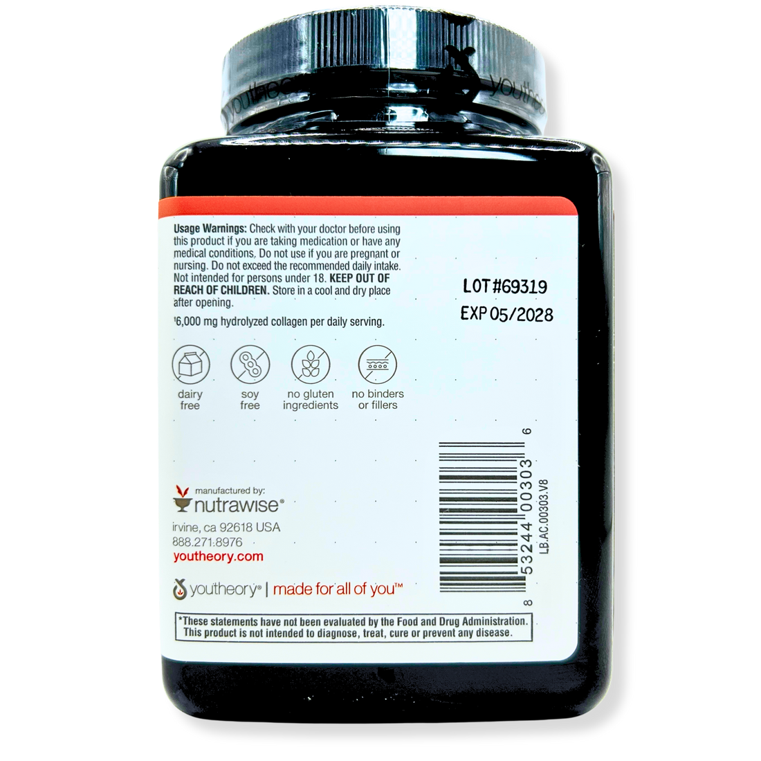 Youtheory Collagen 6000mg – Hair, Skin & Nail Support